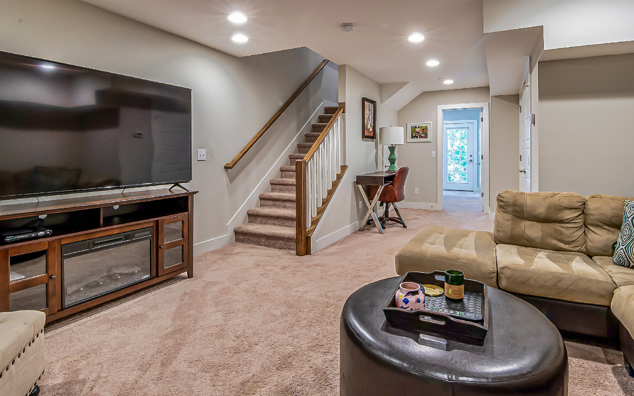 Family room with stairs